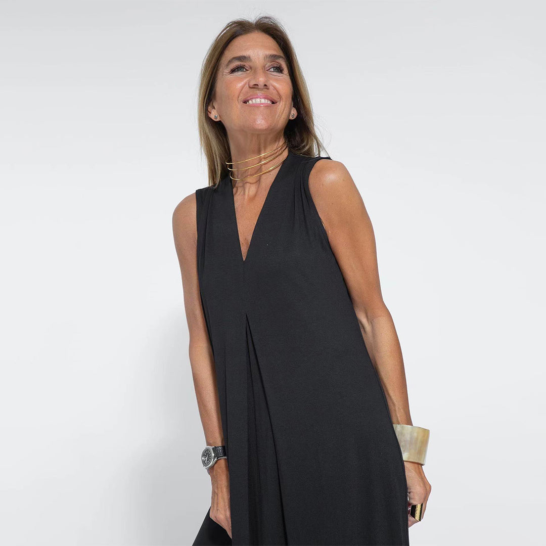 ADRIANNA - Stijlvolle maxi-jurk met V-hals