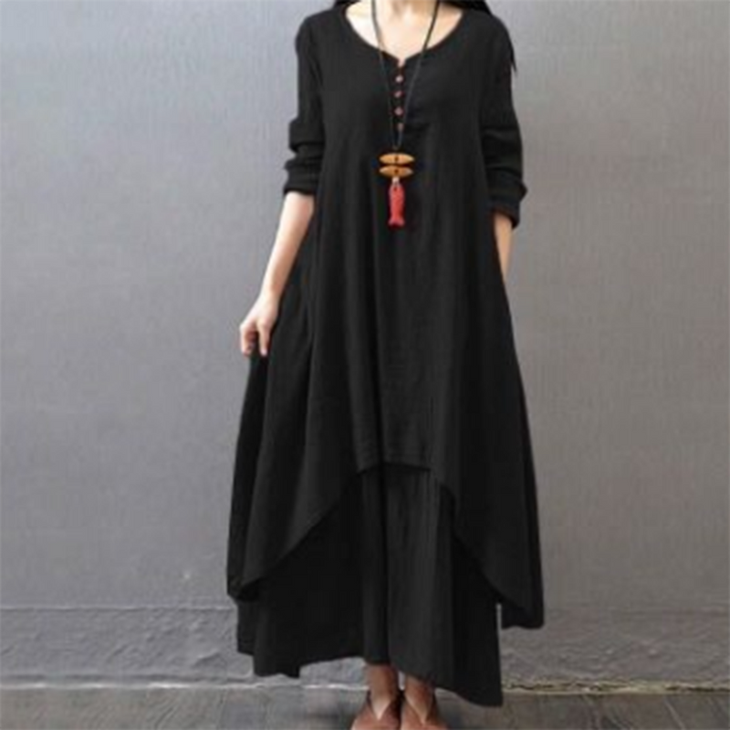 ALEENA - Gelaagde maxi-jurk