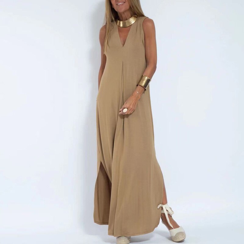 ADRIANNA - Stijlvolle maxi-jurk met V-hals