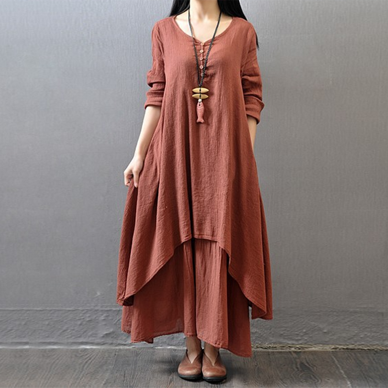 ALEENA - Gelaagde maxi-jurk