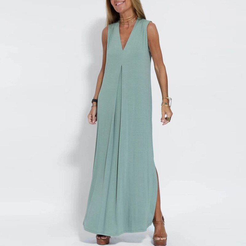 ADRIANNA - Stijlvolle maxi-jurk met V-hals