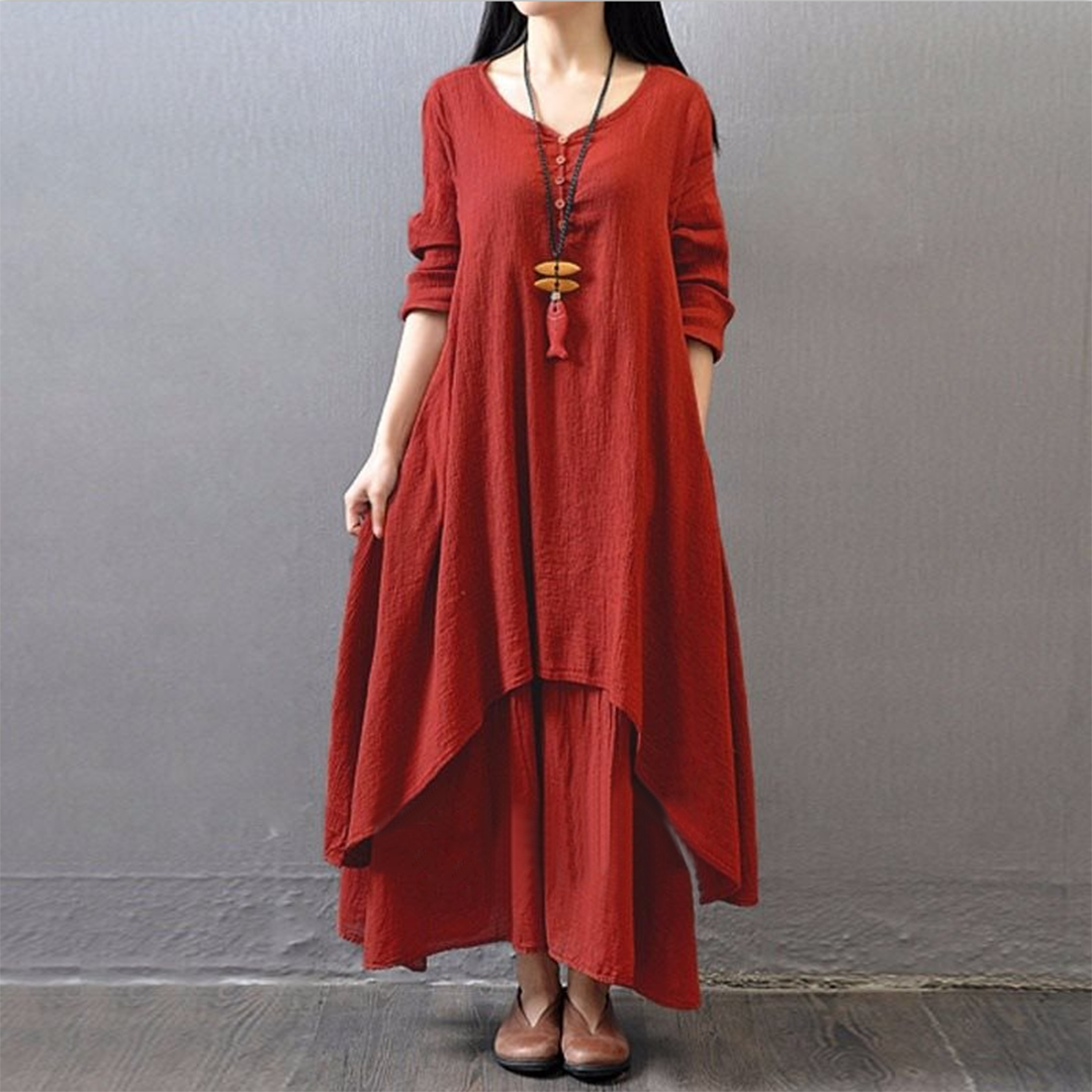 ALEENA - Gelaagde maxi-jurk
