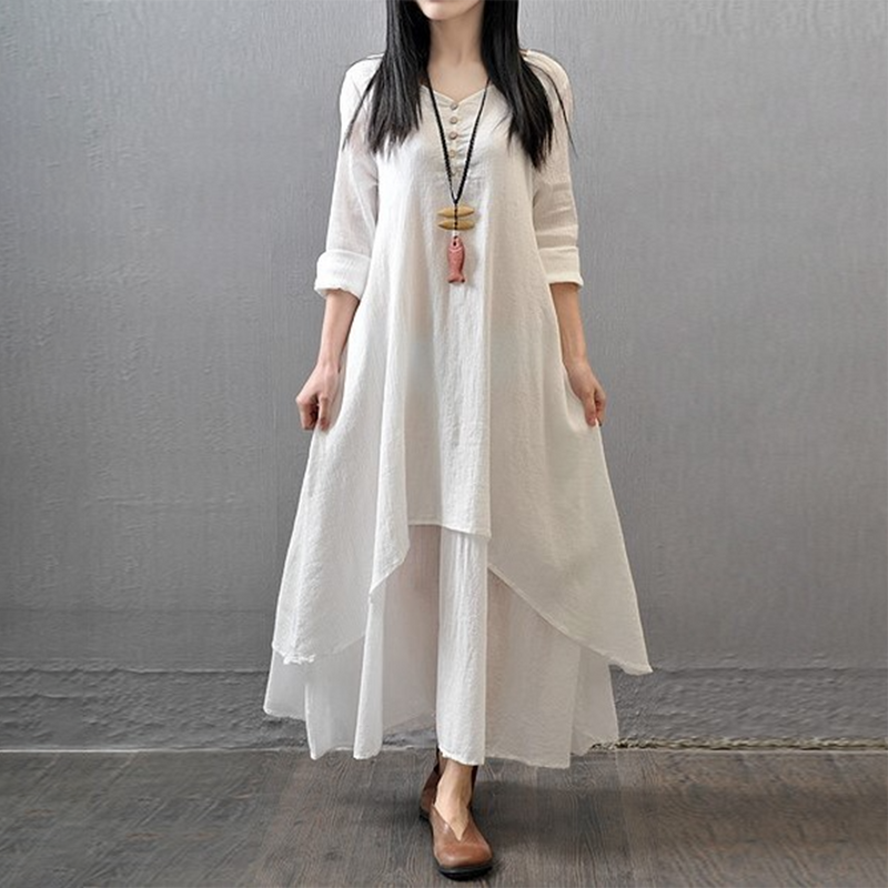 ALEENA - Gelaagde maxi-jurk