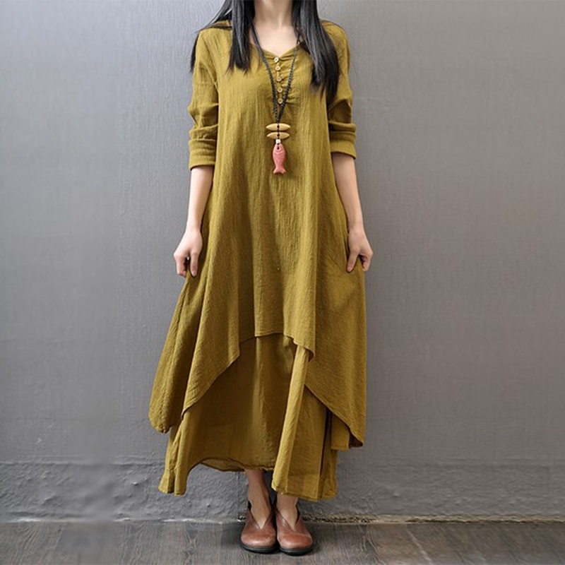 ALEENA - Gelaagde maxi-jurk